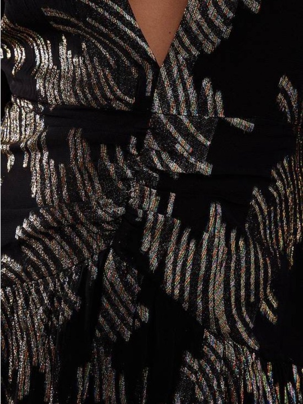 Warehouse Metallic Jacquard Plunge Neck Midi - Picture 7 of 11